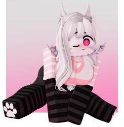 1girls 3d breasts clothing female l1ztroy pink_eyes red_eyes roblox robloxian source_request tagme white_hair