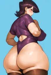 1girls ai_generated ass ass_focus black_hair booty breasts female hi_res hpeq huge_breasts komi-san_wa_komyushou_desu komi_shuuko large_ass light-skinned_female light_skin looking_at_viewer looking_back mature_female milf mother short_hair thick_thighs thighhighs thighs wide_hips