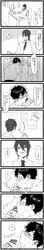 2boys black_hair business_suit comic doudanuki_masakuni drooling fellatio hair licking male_only mikazuki_munechika monochrome multiple_boys necktie oral penis saliva scar suit text tongue touken_ranbu translation_request yaoi