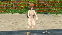 atlus beach breasts casual clothing_abandonment discarded_clothing eyewear female human naked nipples nude nudist ofugh pale_skin persona persona_5 public pussy sakura_futaba swimsuit swimsuit_removed xnalara