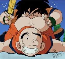 2boys ancient-onyx ass big_ass big_butt dragon_ball eating_ass edit gay krillin kuririn male male/male male_only rimming screenshot screenshot_edit yajirobe