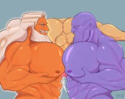 3boys abs anus ass avengers bald balls bara beard big_balls big_breasts big_nipples big_pecs big_penis breast_grab breasts crossover cum cum_on_breasts cum_on_muscles cum_on_stomach cum_on_upper_body cumming cumshot deity disney european_mythology gay god greek_mythology hercules_(disney) laying laying_down laying_on_stomach long_hair looking_at_penis male male/male male_only marvel mature_male mireikiphanie muscles muscular muscular_male mythology nipples nude nude_male older_male orange_skin pecjob pecs penis penis_between_breasts public_domain purple_skin six_pack size_difference spread_legs sucking sucking_balls thanos white_beard white_hair zeus zeus_(hercules)