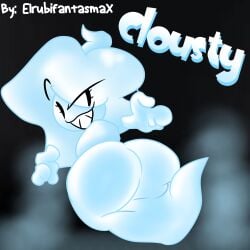 ass big_ass big_butt blue_skin bubble_ass bubble_butt clousty floating ghost ghost_girl ghost_hands ghost_tail giant_ass huge_ass light-skinned_female light_blue_skin light_skin looking_at_viewer looking_back oc original original_character smile smirk smirking smirking_at_viewer