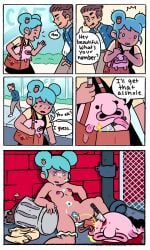 after_rape after_sex blobby_and_friends blobby_the_blobfish blue_hair breasts comic crying edit implied_rape instant_loss knife peeing tears urine