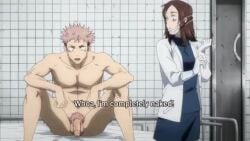 1girls 3boys abs anime balls big_balls big_testicles casual_nudity clothed_female_nude_male dick edited_official_artwork erection exhibitionism gojou_satoru itadori_yuuji jujutsu_kaisen lab_coat large_balls large_testicles long long_penis looking_at_penis male male_pubic_hair muscular_male naked naked_male no_sex nude_edit nude_male_clothed_female penis pubic_hair public public_nudity satoru_gojo tagme testicles video voyeurism yaoi