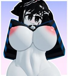 1girls 3d areolae black_hair breasts female l1ztroy roblox robloxian showing_breasts source_request tagme white_skin