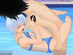 1boy 1girls bikini black_hair fairy_tail female in_water penetration rogue_cheney sex vaginal_penetration water whentai white_hair yukino_aguria