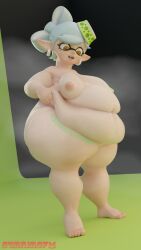 3d bbw big_belly fat marie_(splatoon) marie_(wo262) musk musk_clouds obese obese_female onomatopoeia splatoon splatoon_2 ssbbw sunninsfw sweat sweating