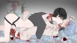 2girls abuse abusive androgynous anorexia anorexic bite bite_mark blood doomed_yuri dyed_hair female/female gore holyshitthisisalotoftags masculine_bottom masculine_female original_character original_characters self_harm self_harm_scars sesbian_lex strap-on toxic toxic_yuri unhealthy_relationship yuri