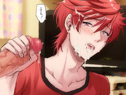 2boys blush cum cum_in_mouth facial gekkan_shoujo_nozaki-kun handjob male_only mikoto_mikoshiba multiple_boys penis red_hair tagme yaoi