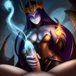 1boy 1girls adventurer ai_assisted ai_generated boobs breasts crown cum_demanding dark_hair dominant_female ejaculating_energy ejaculation energy erect_penis erection evil evil_smile fantasy female female_rapes_male femdom forced_handjob forced_orgasm forced_to_cum forced_to_ejaculate glans glowing gown handjob handjob_domination handjob_reverse_rape holding_penis impatient looming magic magic_handjob magic_ritual male necklace nonconsenting_male orgasm_magic pale_skin penis penis_abuse penis_in_mouth pink_eyes portal reverse_forced_handjob ritual seductive_expression wetnightmare