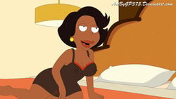 1girls accurate_art_style big_breasts breasts dark-skinned_female dark_skin donna_tubbs family_guy female female_only gp375 lingerie milf nipples see-through_clothing solo the_cleveland_show visible_nipples