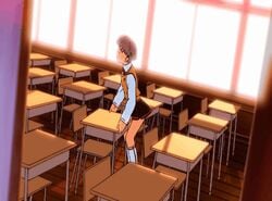 animated crotch_rub erogos female_masturbation love_fetish masturbation sasamiya_kaoru school_uniform schoolgirl screencap short_hair table table_humping