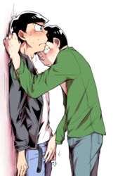 2boys against_wall black_hair blush brothers bulge erection family incest male_only matsuno_choromatsu matsuno_karamatsu multiple_boys osomatsu-kun osomatsu-san siblings sweat yaoi