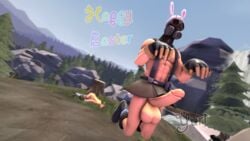 2016 3d easter erection gasmask gay huge_cock male muscle penis pyro rabbit_ears scout source_filmmaker team_fortress team_fortress_2 yuri_mitsu_(artist)