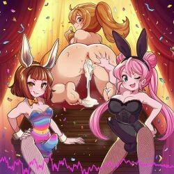 3girls ai_assisted ai_generated audio bowtie bulge bunny_costume bunny_ears corset exhibitionism fishnet_legwear fox_ears free_use futa_on_female futanari gooner gooning goonpop leotard long_video longer_than_one_minute magic_show magician music music_only music_video nolumel original song sound_only_video suno_ai tagme video