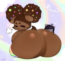 1girls afro anthro areolae ass breasts brown_eyes brown_fur brown_hair bunny dark-skinned_female dark_skin female female_focus female_only furry hips hyper hyper_ass hyper_breasts lagomorph lagomorph_humanoid large_ass large_breasts mu111777 nipples nude nude_female pouting rabbit shortstack sitting sitting_down space_buns star stars stockings striped_legwear thick_thighs thighs wide_hips