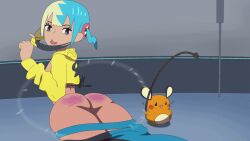 animated ass canari_(pokemon) canary_(pokemon) dedenne etcaos funny pants_down pokemon pokemon_legends:_z-a pokephilia spanking