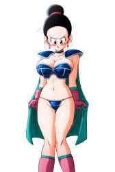 angry angry_expression angry_face big_breasts bikini bikini_armor bikini_bottom bikini_top blue_clothing boobs boots breasts cape chichi chichi's_armor chichi_(majin_buu_saga) dragon_ball earrings embarrassed flustered gloves pink_boots pink_gloves png thick_thighs thighs transparent_background yamamoto_doujin