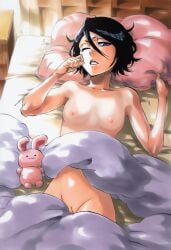 bleach bleach:_the_thousand-year_blood_war kuchiki_rukia 1girls accurate_art_style accurate_body_type ai_generated sugar1030 tite_kubo_style uncensored uncensored_vagina full_color highres high_resolution line_art official_style bare_pussy black_hair exposed_pussy female female_focus female_only flat_chest hair_between_eyes indoors innie_pussy light-skinned_female light_skin parted_lips purple_eyes pussy pussy_focus shiny_skin shiny_hair slender_body soft_shading solo solo_focus vagina from_above viewed_from_above nude nude_female completely_nude completely_nude_female breasts small_breasts breasts_apart nipples areolae pink_nipples one_eye_closed messy_hair glossy_body on_back on_bed lying lying_on_back lying_on_bed waking_up bed bedroom blanket pillow pink_pillow plushie stuffed_toy bed_sheet petite navel wince under_covers under_blanket sleepy stuffed_animal stuffed_rabbit head_tilt bare_shoulders bare_breasts collarbone covered_navel hand_up