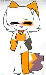 2d_(artwork) anthro belly_button breasts cat_ears digital_drawing_(artwork) edit edited fox_tail kilisha kit_community munchykirby1 open_mouth orange_ears original_character pink_nipples sad_expression small_nipples tagme tiktok tongue_out vagina white_background