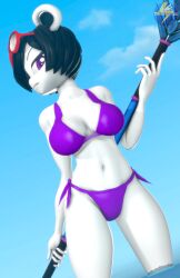 tbwinger92 3d freedom_planet freedom_planet_2 anthro video_games female female_protagonist big_breasts thick_thighs looking_at_viewer bikini beach panda neera_li