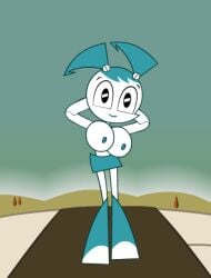 ffsiwli_(artist) zone walking animated jenny_wakeman my_life_as_a_teenage_robot big_breasts bouncing_breasts cartoony accurate_art_style official_style no_sound