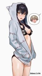 1boy 1girls 2d 2d_(artwork) 2d_artwork ashamed belly belly_button big_boobs big_breasts bikini bikini_bottom bikini_top black-haired_female black_bikini black_bikini_bottom black_bikini_top black_hair black_swimsuit black_swimwear blush_face blush_lines blushing blushing_female blushing_lines breasts busty busty_female busty_girl busty_teen busty_teenager cleavage collarbone deerishk digital digital_art digital_drawing digital_drawing_(artwork) digital_media digital_media_(artwork) drawing embarrassed embarrassed_expression embarrassed_female en'en_no_shouboutai enen_no_shouboutai female female_focus fire_force flushed flushed_face from_side groin hair_between_eyes high_resolution highres hoodie kotatsu_tamaki large_boobs large_breasts lean_figure long_hair looking_at_viewer looking_sideways looking_to_the_side male midriff narrow_waist navel open_mouth orange-eyed_female orange_eyes parted_lips side_view sidelocks simple_background slender_body slender_waist slim_female slim_waist standing swimsuit swimwear teenage_tits thighs three-quarter_view tongue top_view twintails twintails_(hairstyle) upper_body white_background white_pupils
