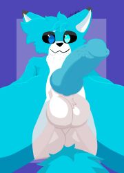 anthro balls big_cock big_dick blue_body blue_penis cat cock cute dick femboy furry genitals knot knotted_penis male male_anthro mammal moki_(vanyurik) multicolored_eyes penile_spines penis smiles solo spiked spiked_penis spikes_(anatomy) vanyurik worshipable_balls