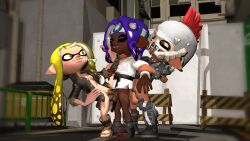 1girl 1girls 2boys anal anal_insertion anal_penetration anal_sex armor armored_boots armored_male balls ballsack bisexual bisexual_male bisexual_sandwich closed_eyes dark-skinned_sub dark_skin dark_skinned_male fishbone fmm_threesome headband helmet hiro_(splatoon) inkling inkling_boy inkling_girl jacket jacket_open karate_gi light_skin light_skinned_female neck_grab octoling octoling_boy open_mouth penis penis_in_ass penis_in_pussy pleasureshot_jr pussy red_eyes sandals splatoon splatoon_(series) splatoon_3 straight tagme tan_body tan_skin tan_skinned_male threesome vagina vaginal vaginal_insertion vaginal_penetration vaginal_sex veronika_(splatoon) yaoi yellow_eyes