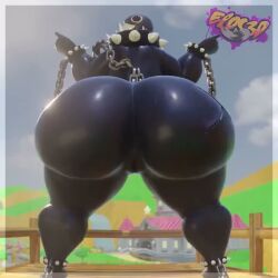anklet ass big_butt black_body bodily_fluids bracelet butt_scar castle chain_chomp chain_leash chains cloud collar collar_only eros3dofficial facial_scar female genitals gigi_(thecoatl034) hi_res huge_butt huge_thighs humanoid jewelry leash legband looking_back mario_bros music nintendo nude onomatopoeia outside rag_edits rear_view scar shaking_ass sharp_teeth sky solo sound_effects spiked_anklet spiked_bracelet spiked_collar spiked_legband spikes super_mario_64 sweat sweaty_butt tagme teeth text thick_thighs twerking video vulva