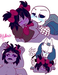 6_arms absurd_res alkipunch anthro breasts dominant_male female female_anthro femsub gaster_blaster hi_res male male/female maledom muffet sans sex simple_background straight submissive_female undertale video_games white_background