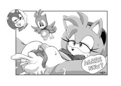 amy_rose anthro breasts clitoris clothed clothing coolblue cum cum_in_pussy cum_inside cum_on_leg female plump_labia presenting pussy sonic_(series) sonic_the_hedgehog