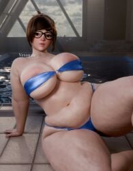 1girls 3d areola areola_slip areolae big_breasts chubby chubby_female curvy curvy_female curvy_figure huge_breasts looking_at_viewer massive_areolae mei_(overwatch) overwatch that_pool thick_thighs vexonair