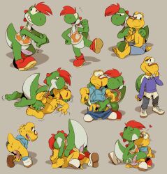 2018 anthro anus assisted_exposure backsack balls bandage bandage_on_face bandage_on_nose biped blood blush bodily_fluids boots butt clothed clothing digital_media_(artwork) dinosaur dragon duo embarrassed erection flookz footwear genitals green_body green_yoshi grope hair hi_res kissing koopa koopa_troopa koops male male/male male_penetrated male_penetrating mario_bros multiple_images mythological_creature mythological_scalie mythology nintendo nosebleed pantsing pantsless paper_mario paper_mario:_the_thousand_year_door penetration penis prehistoric_species rear_view red_boots red_clothing red_footwear red_hair reptile scalie sex shoes simple_background solo the_great_gonzales_jr topless yellow_body yoshi