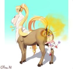 2girls anal anal_vore ass ass_focus big_ass blush breasts breppy_(artist) bubble_ass centaur centaur_girl centorea_shianus fart fart_cloud fart_fetish farting farting_in_face female from_behind gigantic_ass gigantic_breasts head_in_ass head_insertion huge_ass huge_butt kanna_kamui miss_kobayashi's_dragon_maid monster monster_musume_no_iru_nichijou mythological_creature mythology vore