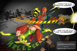 1boy 1boy1girl 1girls ass butt cleavage deadpool doggy_style female flying from_behind green_eyes gun guns homo_superior long_hair male marvel marvel_comics mutant nudity orange_hair penetration red_hair redhead sex siryn straight superhero superheroine the_worst theresa_cassidy uncensored uzi wade_wilson weapon x-men