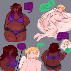 areolae ass breasts caretaker_(die_of_death) civilian_(die_of_death) dialogue die_of_death_(roblox) english_text feet idiosyncratic loveshot_(die_of_death) nipples nonbinary nonbinary/nonbinary nude nudity queer roblox roblox_game robloxian self_upload stomach strap-on tagme text thighs underwear