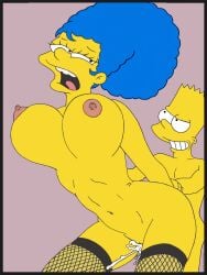 the_simpsons edit sbb bart_simpson marge_simpson from_behind arms_behind_back arms_held_back incest mother_and_son large_breasts swinging_breasts erect_nipples cum cum_drip cum_in_pussy insemination yellow_skin open_mouth smiling naked sex areolae