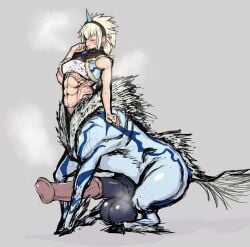 anus big_ass big_breasts boobs bottomless centaur centauress cum futa futanari horsecock horsecock_futa huge_breasts kirin_(monster_hunter) monster monster_girl monster_hunter mythological_creature mythology taur text weizenbrot1016