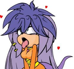 gala-na ahegao ahegao_face sonic_(series) sonic_the_hedgehog_(series) sonic_the_hedgehog_(comics) sonic_the_hedgehog_(archie) mobian_(species) mobian echidna mobian_echidna heart transparent_background pixel_art jaggy_lines purple_fur piercing furry raccoonshinobi