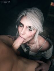 1boy 1girls 3d big_penis blowjob cd_projekt_red ciri fellatio female freckles freckles_on_face green_eyes light-skinned_female light-skinned_male light_skin looking_at_partner male mascara oral oral_penetration oral_sex penis running_mascara runny_makeup scar sucking_penis the_witcher_(series) the_witcher_3:_wild_hunt veloura3d white_hair witcher_medallion