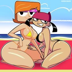 2026 2d 2d_(artwork) 2d_artwork 2girls age_difference artist_name ass atomickingboo beach beach_background beach_towel big_ass big_breasts bikini black-haired_female black_hair black_hair_female breasts cartoon_network crossover debbie_turnbull debs_turnbull digital_media_(artwork) duo ear_clip ear_piercing ear_ring earclip earring earrings eyeshadow female female_only ginger ginger_female ginger_hair huge_ass light-skinned_female light_skin lips lipstick mascara micro_bikini mostly_nude mostly_nude_female my_life_as_a_teenage_robot nickelodeon nude nude_female older_female orange-haired_female orange_hair orange_hair_female paramount_pictures pierced_ears piercing piercings pink_eyeshadow pink_lips pink_lipstick robotboy thick_thighs thighs thunder_thighs tiff_crust tiffany_crust warner_bros warner_brothers younger_female