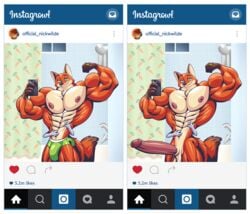 abs anthro bulge canine disney duo erection extreme_muscles female flexing fox furry huge_cock hyper hyper_muscles judy_hopps male male_focus mammal muscular nick_wilde nipples pecs penis selfie solo_focus source_request the_fabulous_croissant underwear wolfiecanem zootopia