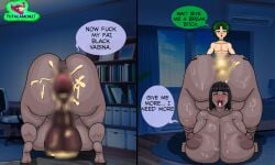 1boy 1futa ahe_gao anal anal_penetration anal_sex anime_style annabelle_(fellatrix) anus ass ass_bigger_than_head ass_up backsack bbw big_ass big_breasts big_nipples black_hair blue_eyes blur_censor breasts_bigger_than_head censored chocolate_and_vanilla completely_nude completely_nude_futa cum cum_in_ass cum_inside dark-skinned_futa dark-skinned_sub dark_skin dialogue dialogue_bubble doggy_style fat_futa femboy futanari futasub green_hair huge_ass huge_balls huge_breasts interracial intersex intersex/male larger_futa light-skinned_femboy light-skinned_male light_skin male male_on_futa nipples nude nude_futa nude_male original_characters pixiv_link pretty_voi_(tutacamon27) red_eyes size_difference smaller_male submissive_futa tongue tongue_out tutacamon27 voluptuous voluptuous_futa yellow_cum