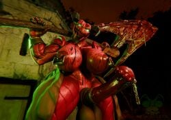 animal_genitalia animal_penis avarice_(ruby76) axe baron_of_hell blood blood_on_face blood_on_hand bodily_fluids breasts doom_(series) equine_genitalia equine_penis genital_fluids genitals glowing glowing_eyes hi_res id_software looking_at_viewer microsoft night nipple_piercing nipple_ring nipples penis piercing precum ring_piercing xenomaker_(artist)