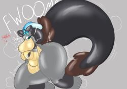 absurd_res after_transformation air_valve_navel anthro belly big_belly big_breasts big_bulge big_butt breasts bulge butt dragon female fur furred_dragon furred_scalie hi_res huge_belly huge_breasts huge_bulge huge_butt huge_hips huge_thighs hyper hyper_butt hyper_hips hyper_thighs implied_transformation inflation mute_symbol mythological_creature mythological_scalie mythology null_symbol permanent_smile pool_toy scalie sia_(zeemid) siatdusk solo squeak thick_thighs unable_to_speak wide_hips