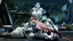 1futa 3d 3d_(artwork) android big_ass big_breasts bioware edi femshep futa_on_female futanari futashep mass_effect multiple_girls red_hair rigid3d voluptuous voluptuous_female