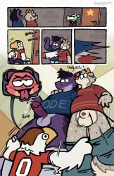 absurd_res accipitrid accipitriform alligator alligatorid avian backstage bird border_collie canid canid_demon canine canis collie crocodilian daverage demon dialogue domestic_dog dozendav eagle feezle_(dozendav) group hellhound herding_dog hi_res jaz_(laughingboye) kobold male male/male mammal mascot mascot_suit motch_(dozendav) mythological_canine mythological_creature mythology nbdog non-human non-human_head non-human_only pastoral_dog reptile scalie sheepdog toony trio unusual_genitalia vip