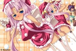 4girls ass big_breasts blue_eyes blush chinese_girl chinese_girls christmas kannei_kouha koihime†_(series) koihime_musou long_hair official_art panties pink_hair rikuson_hakugen sonken_chuubou_(koihime_musou) sonshoukou tsundere violet_eyes violet_hair white_panties